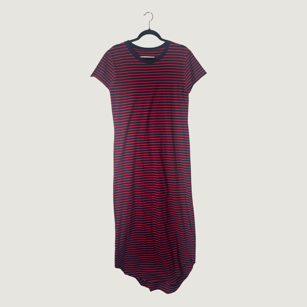 Frank & Eileen Tee Lab Maxi Dress Womens M Navy Red Striped Nautical Casual Chic